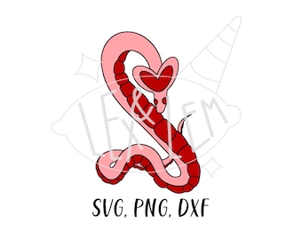 Valentine's Day Heart Snake | SVG, PNG, and DXF files Bundle, Digital File