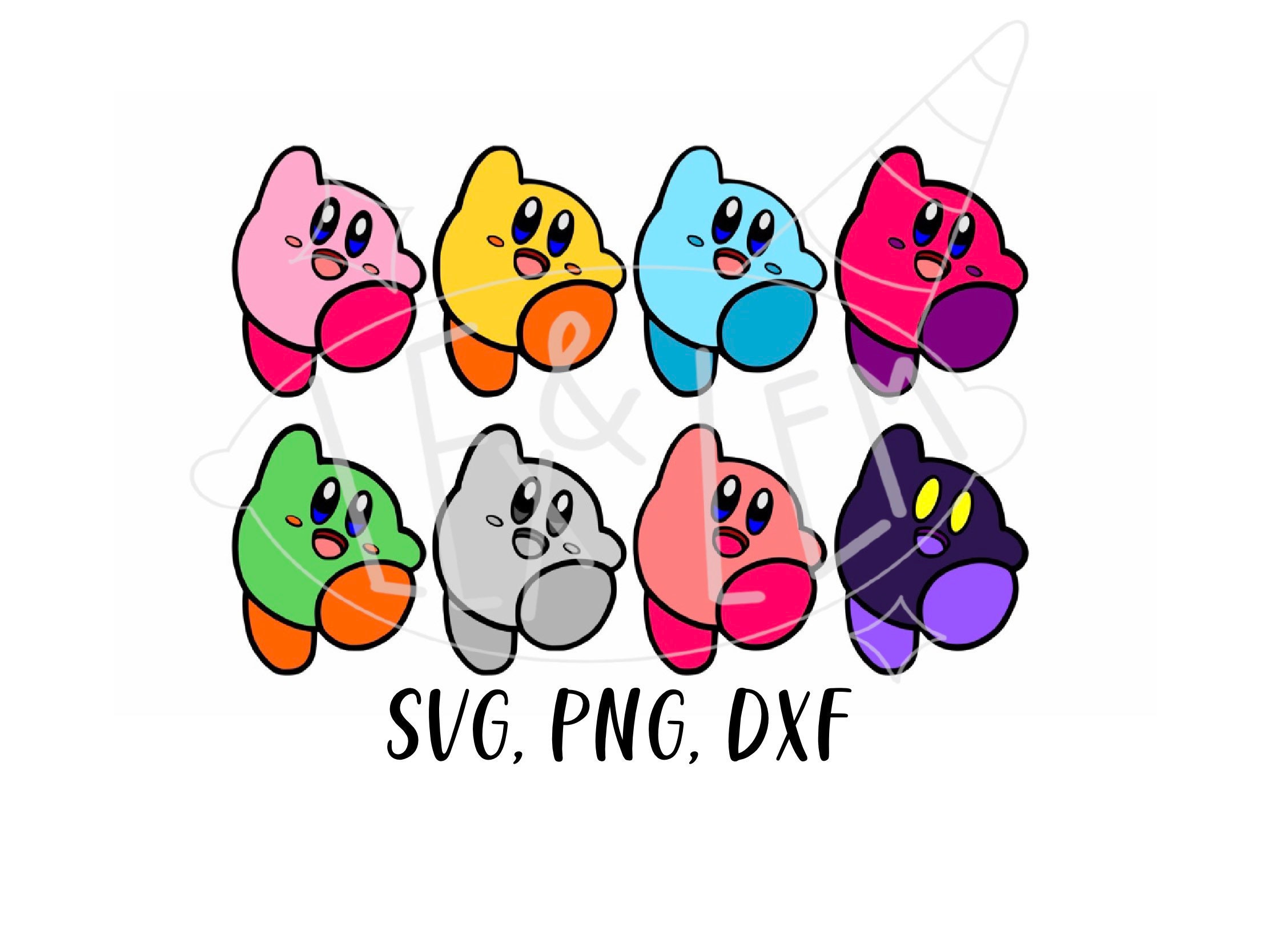 Kirby Svg PNG and DXF files Bundle Digital File | Etsy