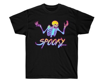 Retro Vaporwave 80er Jahre gruselig Skelett Meme T-shirt, lustige Halloween T-shirt, Dank Meme Shirt, Vintage ästhetische Meme T-shirt