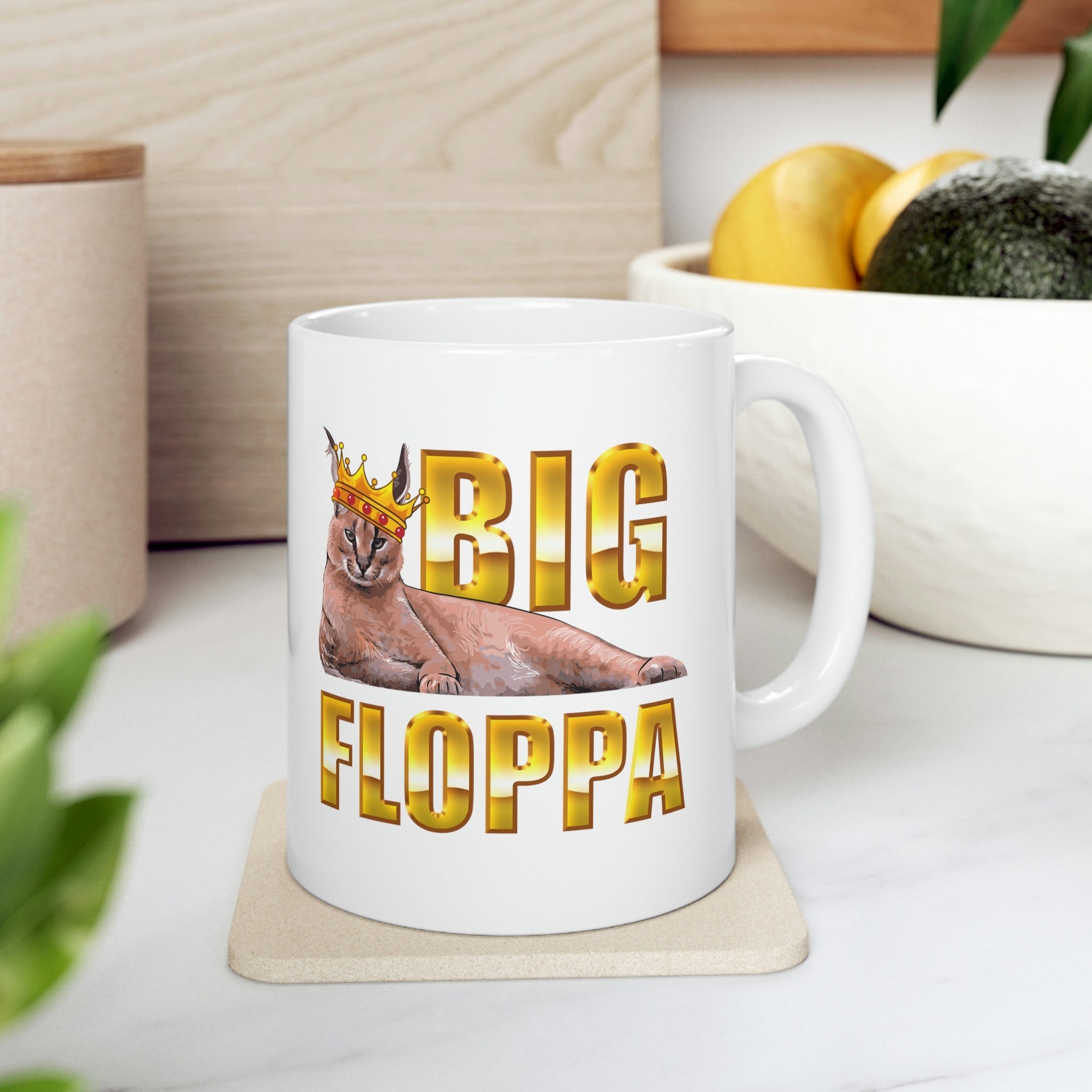 Caneca De Café Gato engraçado Big Floppa Meme