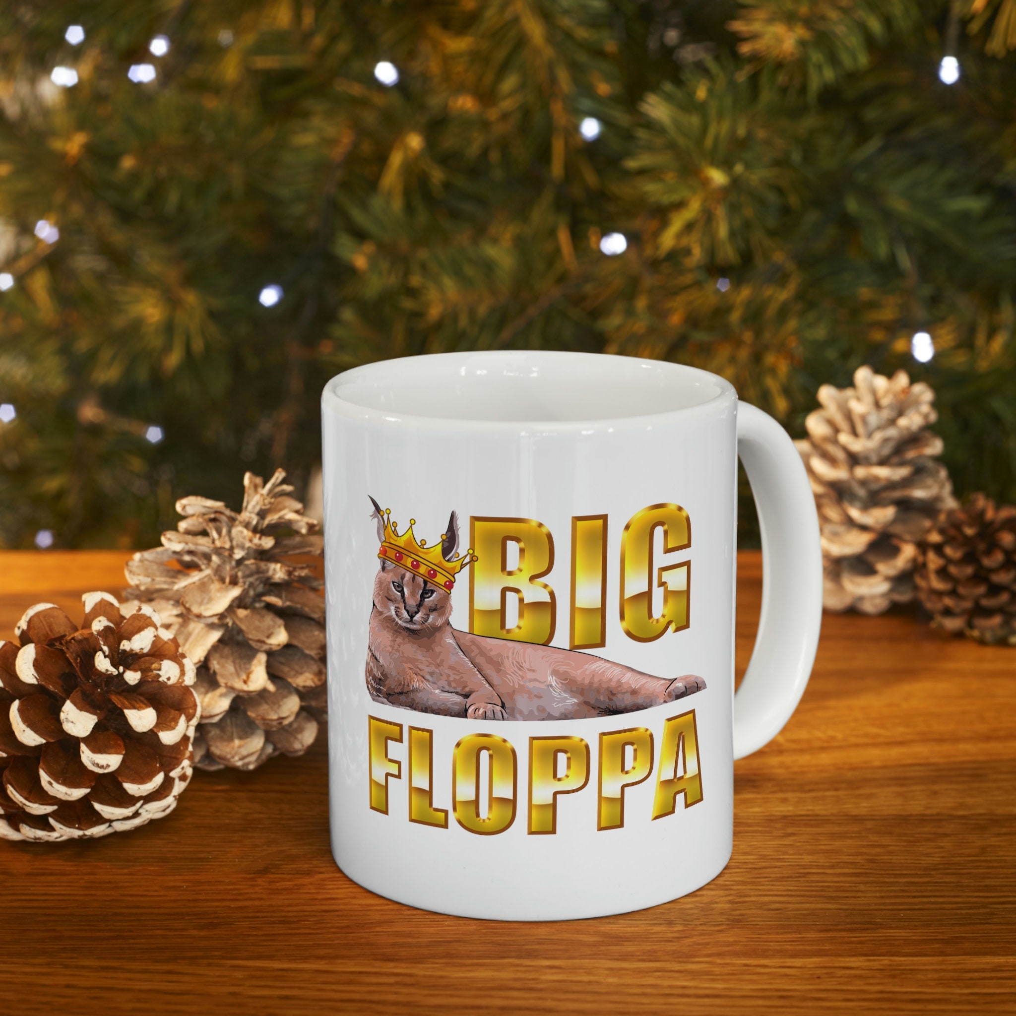 Big Floppa Christmas Meme - Festive Xmas Caracal Big Cat Vintage Retro Text  Funny Meme Design