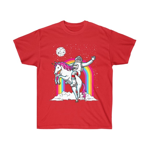 Space Unicorn Tshirt - Flying Astronaut Stars And Rainbow Space Unicorn Tshirt - Flying Astronaut Stars And Rainbow