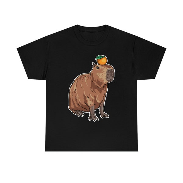 Capyabara With Orange On Head T-shirt,  Funny Capybara Lover T-shirt, Cute Capybara Shirt