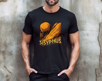 The Myth of Sisyphus T-shirt, One Must Imagine Sisyphus Happy Meme, Sisyphus Rock Pushing Meme Tee