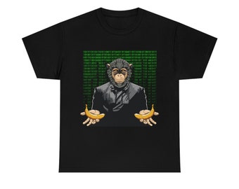 Digital Binary Code Monkey T-shirt, Funny Monkey T-shirt, Reject Humanity Return To Monke, Monkey Lover Gift