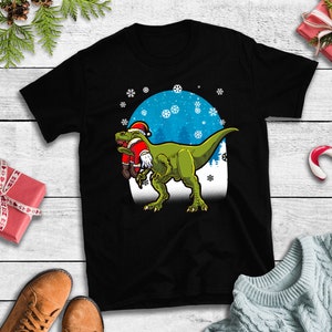 T Rex Eating Santa Shirt, Funny T-rex Christmas Shirt, T-Rex Santa Claus T-shirt, Dinosaur Christmas Shirt, Xmas Dinosaur Gift