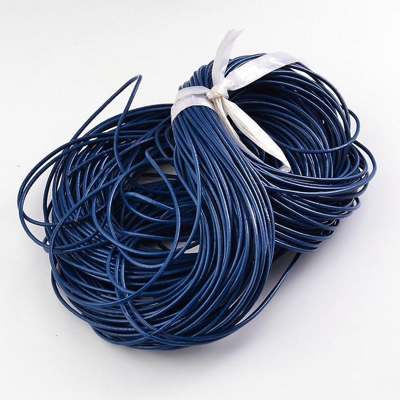 1.5 mm Genuine Leather Round Leather Cords 3 meters Blue Color Bracelets Making Supplies Jewelry Making Leather Cord