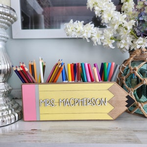 Teacher Pencil Holder Wood Teacher Gift