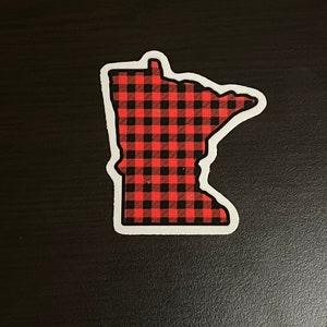 Buffalo Plaid Minnesota Sticker | Water Bottle / Laptop Decal | Waterproof, Durable Vinyl