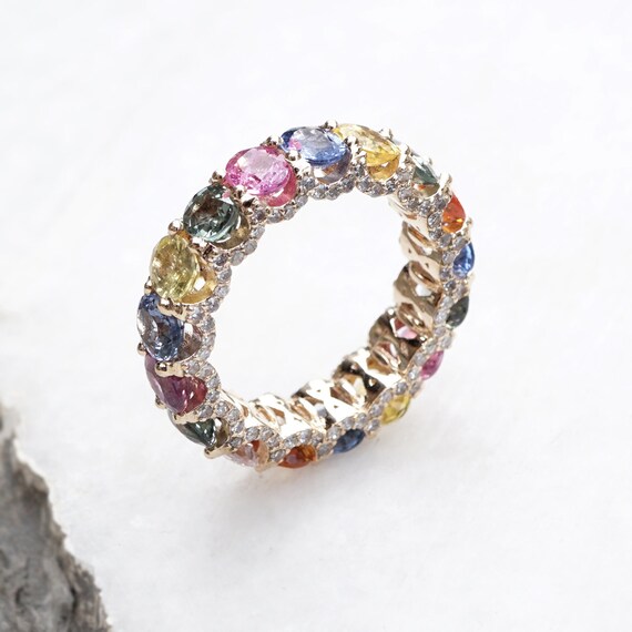multi gemstone eternity ring