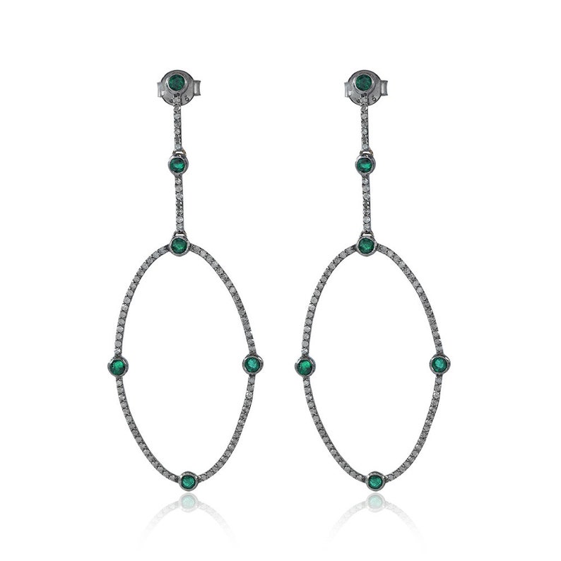 925 Sterling Silver Diamond Earring Pave Diamond Silver /& 14K Gold Emerald Gemstone Earrings White Diamond Earring Diamond Earrings