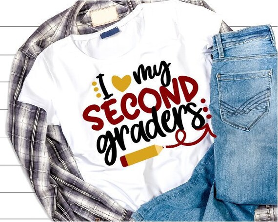 Teacher Svg I Love My Second Graders Teacher Crayon Svg Etsy