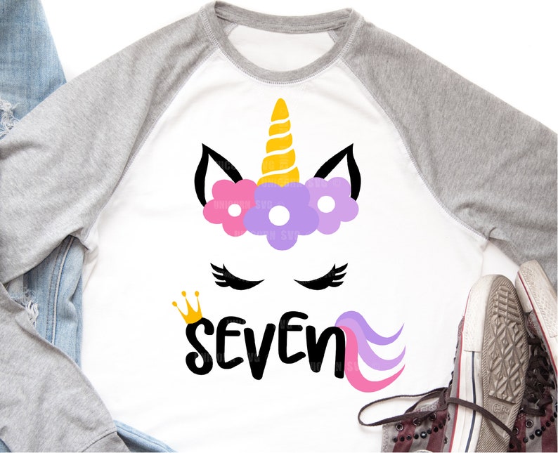 Download Unicorn svg Svg files for cricut Seven birthday Seven | Etsy