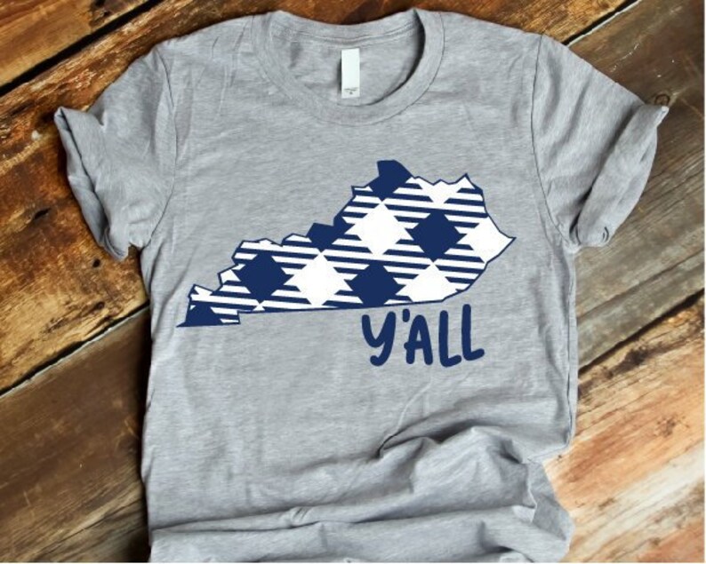 Download Kentucky svg Kentucky y'all Buffalo plaid Blue white | Etsy