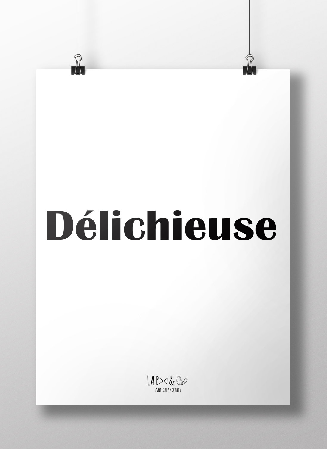 Affiche Delichieuse Humour Illustration Graphique Poster Noir et Blanc