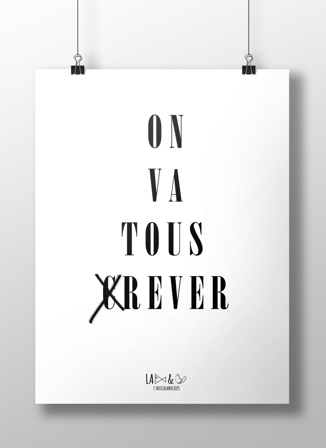 Affiche On Va Tous Rêver Humour Illustration Graphique Poster Noir et Blanc