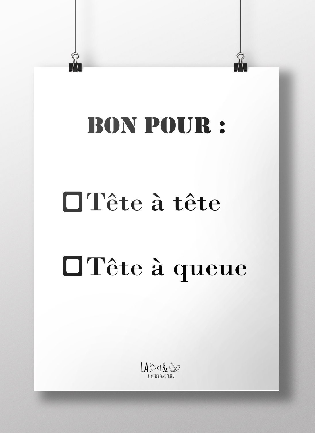 Affiche Bon Pour... Humour Illustration Graphique Poster Noir et Blanc