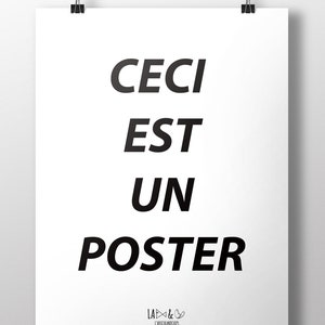 Cartaz humorístico &quot;Este é um cartaz&quot; cartaz de ilustração gráfica de humor preto e branco