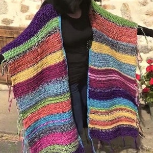 CROCHET PATTERN Rainbow Ruana Boho Festival Poncho Cowboy Hippie Boho Festival
