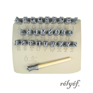 Marion Uppercase 10 mm | Clay Stamps | Alphabet stamps for clay texture | Letters | Typefaces | Fonts | Relyef Pottery Tools
