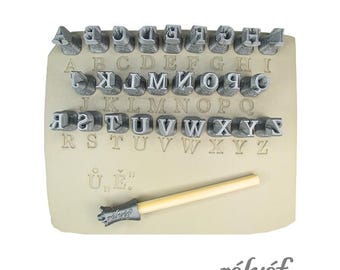 Marion Uppercase 10 mm | Clay Stamps | Alphabet stamps for clay texture | Letters | Typefaces | Fonts | Relyef Pottery Tools