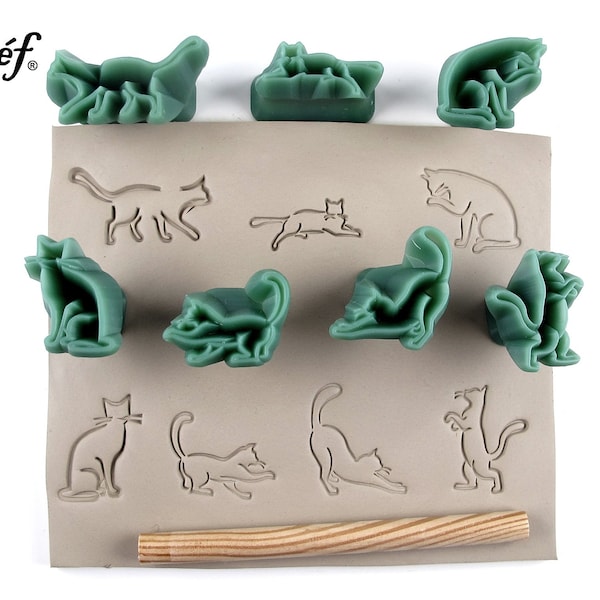 Cats | Animals | Stamps for ceramic and polymer clay, soaps, for textures and decoration | Relyef pottery tools