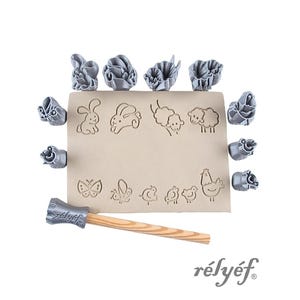 Lentedieren | Kleistempels | Pasen | Stempels voor keramiek en polymeerklei, zepen, voor texturen en decoratie | Reliëfaardewerk
