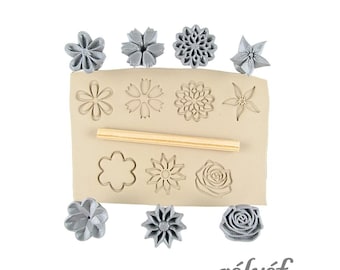 Flowers 30 mm Set No. 2 | Clay Stamps | Pottery stamps for clay texture | Ceramic tools | Floral | Nature | Relyef Pottery Tools