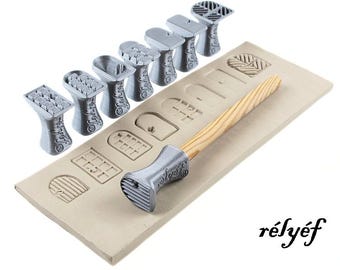 Door Stamps | Set of stamps for ceramic and polymer clay, soaps, for textures and decoration | Relyef pottery tools