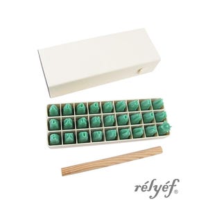 Courier Uppercase 4 mm + Box | Clay Stamps | Alphabet stamps for clay texture | Letters | Typeface | Ceramic Tool | Relyef Pottery Tools