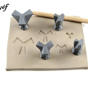 Clay stamps for pottery texture | Ceramic tools for clay, polymer clay, metal clay & soap | Relyef | Geometric Shapes | Tripods N. 2