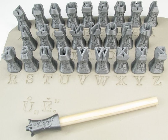 Relyef Pottery Tools Set of Courier Alphabet 10mm