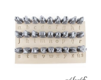 Alfabeto moderno Bastarda minúscula de 10 mm / Sellos de arcilla / Letras / Sellos de alfabeto para textura de arcilla / Herramientas de cerámica Relyef
