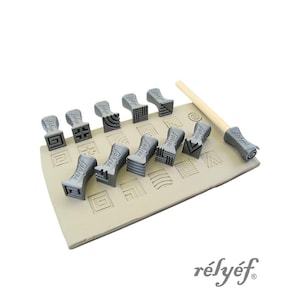 Squares 15 x 15 mm Set No. 2 | Clay stamps  | Ceramic tools for clay, polymer clay, metal clay & soap | Relyef pottery tools