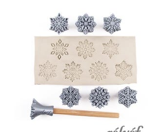 Schneeflocken No.2 30 mm | Tonstempel | Symbole | Winter | Stempelset für Keramik und Polymerclay | Relief Keramik Zubehör