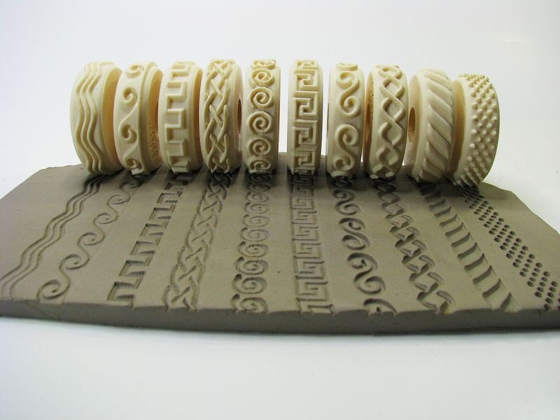 Pottery Texturing Ceramic Clay Rollers Rélyéf Set of Embossed Etsy