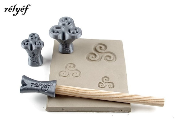 Ceramic Stamps for Clay Texture Pottery Tools for Clay, Polymer Clay, Metal  Clay & Soap Relyef Triskelions Symbols 