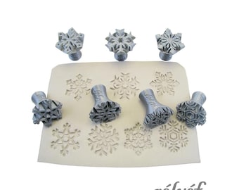 Schneeflocken 30 mm | Tonstempel | Symbole | Winter | Textur und Verzierung | Stempel für Ton | Relief Keramik Zubehör