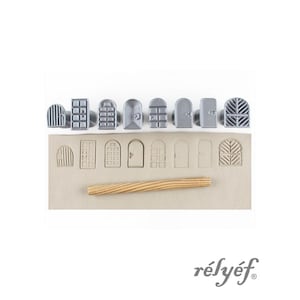 Door Stamps | Clay Stamps | Houses | Set of stamps for ceramic and polymer clay, soaps, for textures and decoration | Relyef Pottery Tools