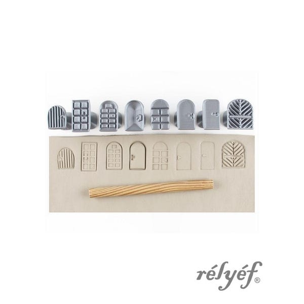 Door Stamps | Clay Stamps | Houses | Set of stamps for ceramic and polymer clay, soaps, for textures and decoration | Relyef Pottery Tools
