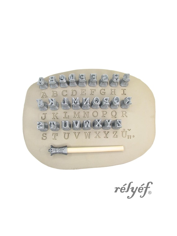 Courier Uppercase 10 mm | Clay Stamps | Alphabet stamps for clay texture | Letters | Typefaces | Fonts | Relyef Pottery Tools
