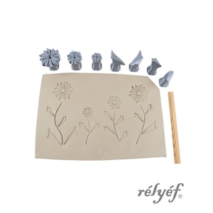 Aciano / Sellos de arcilla / Floral / Naturaleza / Sellos de cerámica para textura de arcilla / Herramientas de cerámica para arcilla, arcilla polimérica / Herramientas de cerámica Relyef