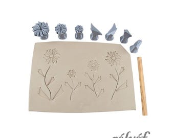 Cornflower | Clay Stamps | Floral | Nature | Ceramic stamps for clay texture | Pottery tools for clay, polymer clay | Relyef Pottery Tools