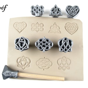 Ceramic stamps for clay texture | Pottery tools for clay, polymer clay, metal clay & soap | Relyef | Celtic Hearts No. 2 (1 in) | Symbols