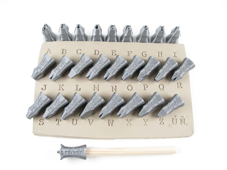 Courier Uppercase 6 mm | Clay Stamps | Alphabet stamps for clay texture | Letters | Typefaces | Fonts | Relyef Pottery Tools image 5