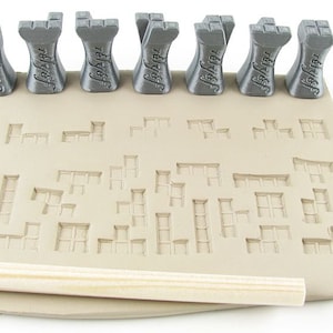 Keramikstempel für Tontexturen | Keramik-Werkzeug für Ton, Polymer Clay, Metal Clay & Seife | Relief | Tetris Bauklötze | Geometrische Formen