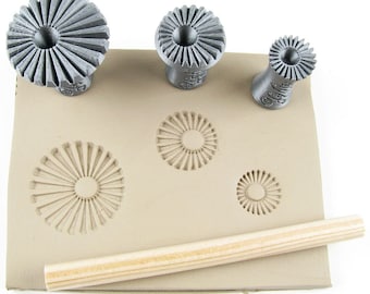 Ceramic stamps for clay texture | Pottery tools for clay, polymer clay, metal clay & soap | Relyef | Daisies | Flowers | Floral