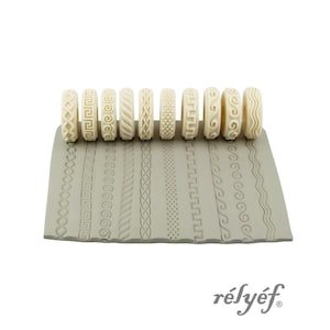 Wellen Präge Set | Tonwalzen | Set Strukturwalzen | Relief Keramik Zubehör