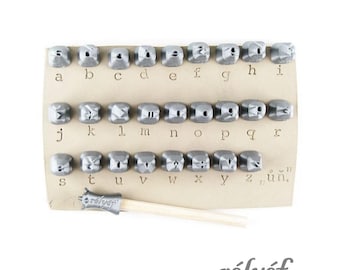 Courier lowercase 6 mm | Clay Stamps | Letter stamps for pottery texture | Alphabet | Typefaces | Fonts | Relyef Pottery Tools