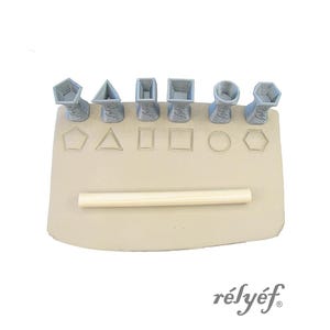 Figuras geométricas de 15 mm / Sellos de arcilla / Cuadrado, círculo, triángulo, rectángulo, pentágono, hexágono / Formas básicas / Herramientas de cerámica Relyef